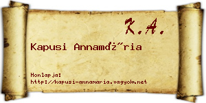 Kapusi Annamária névjegykártya