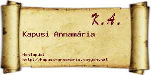 Kapusi Annamária névjegykártya